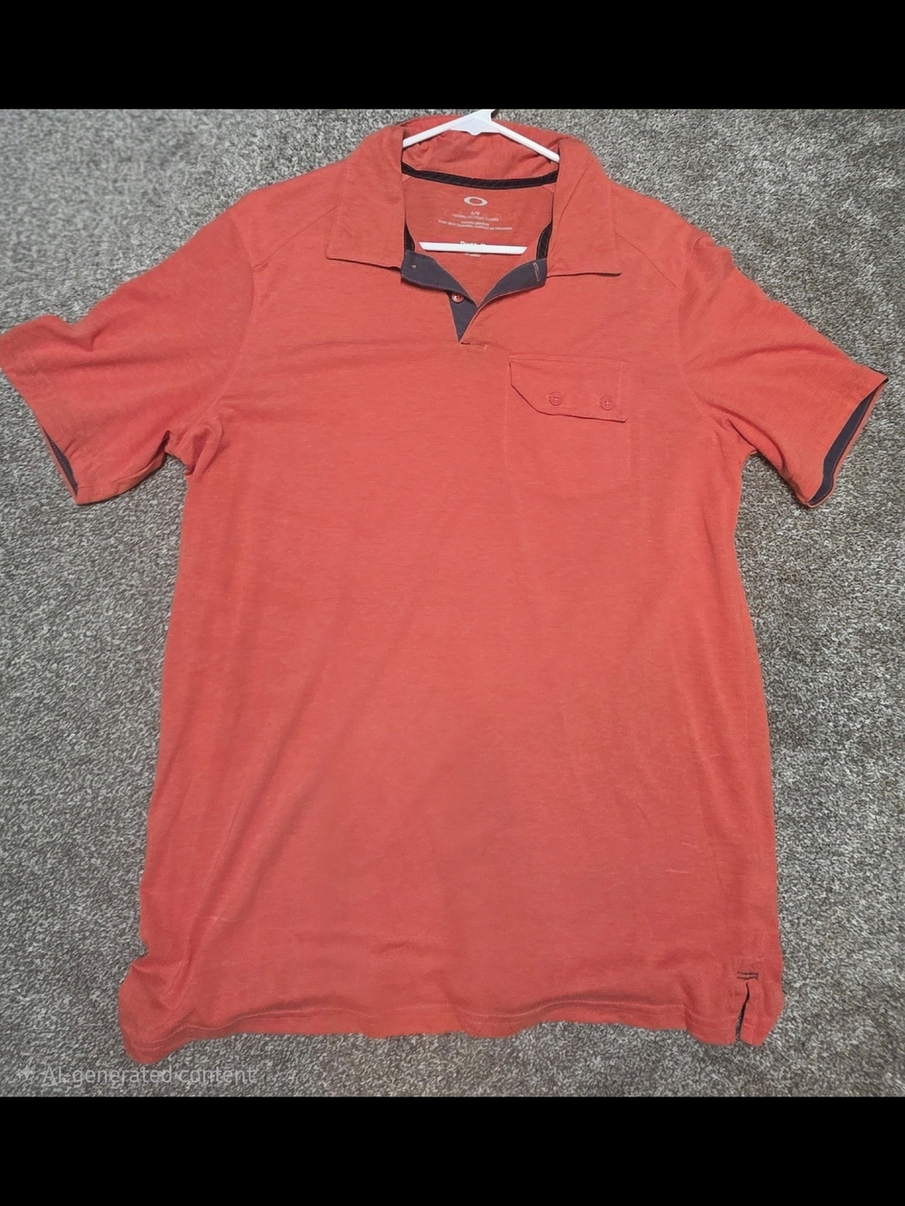 Oakley Men's Coral-Red Polo with Dark Contrast Trim